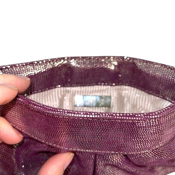 Lauren Merkin Metallic Dot Clutch Womens Stripe Interior Shimmer Textured Pink
